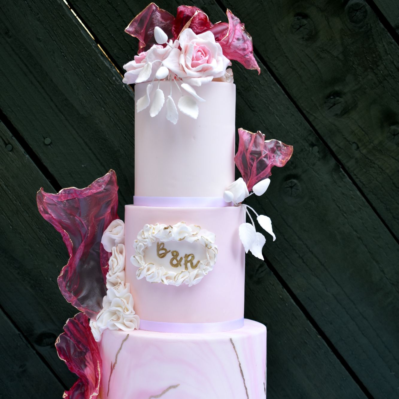 Pink Cake with Pink Flowers
